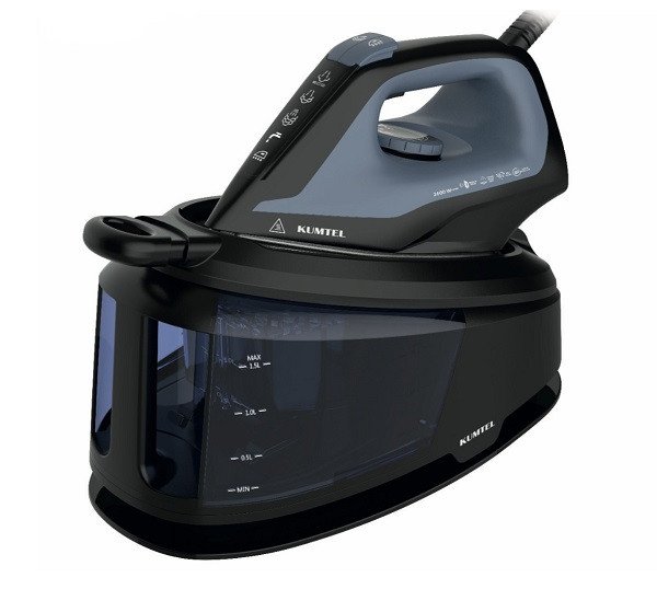 Ferro da stiro KUMTEL con caldaia 1.5 lt 2400 W colore Nero/azzurro Cod: HSS-01